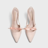 CHARLES&KEITH Летние сандалии с бантиком с заостренным носом на высоком каблуке, свадебные туфли