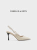 Charles&Keith Autumn and Winter Women's Shoes Sl1-60280458 French Genuine Leather Pointed Toe Stiletto Heel Toe-Cap Sandals