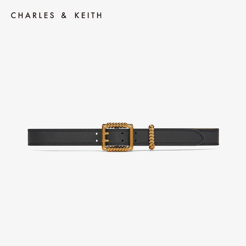 CHARLESKEITH ACCESSORIES CK4-42250229 METAL SQUARE BUCKLE WOMEN'S SOLID COLOR BELT
