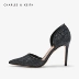 CHARLES & KEITH giày thấp CK1-61680038 Giày dệt kim nữ trang trí cao gót nhọn - Giày cắt thấp giày nữ đẹp Giày cắt thấp