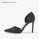 CHARLES & KEITH giày thấp CK1-61680038 Giày dệt kim nữ trang trí cao gót nhọn - Giày cắt thấp