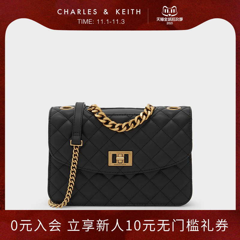 (Double 11 pre-sale) CHARLES & KEITH new CK2-70701136-2 Lingge chain shoulder Women's bag