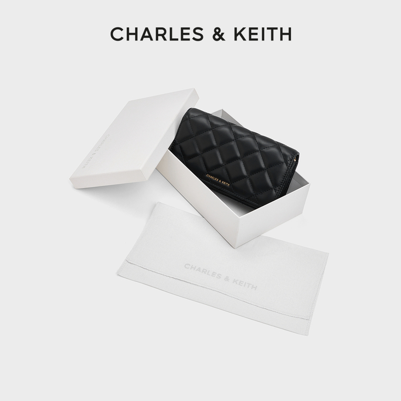 Charles&Keith Autumn Women's Bag Ck6-30681237 Diamond Pattern Chain Shoulder Crossbody Wallet with Bag Charm Charles&Keith Autumn Women's Bag Ck6-30681237 Diamond Pattern Chain Shoulder Crossbody Wallet with Bag Charm
