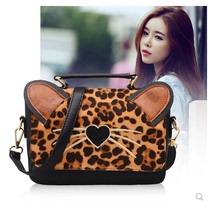 Korean Version Fashion Silk Suede Cute Kitten Bag Casual 100 lap handbag BAO WEN Single shoulder diagonal satchel bag wave