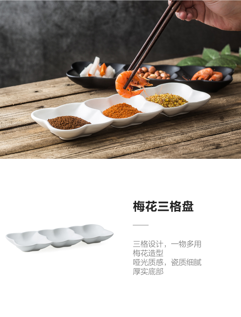 Pure white ceramic three plates Nordic sushi platter three creative space snacks snacks cold dish plate plate