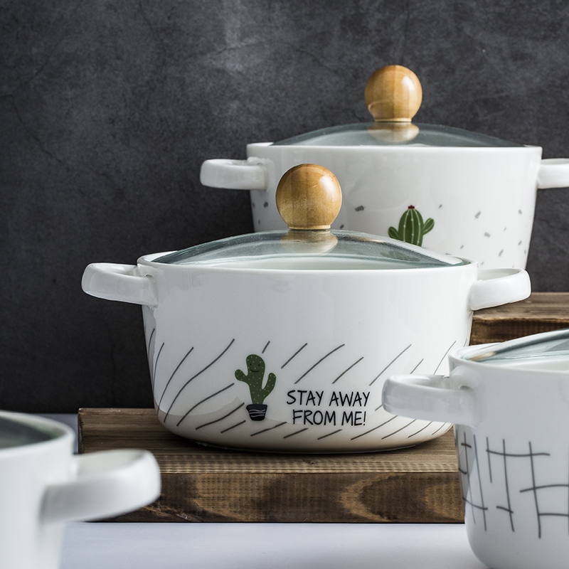 Nordic mercifully rainbow such as bowl with cover ceramic large baby bowl bowl of express cartoon Japanese students li riceses leave home