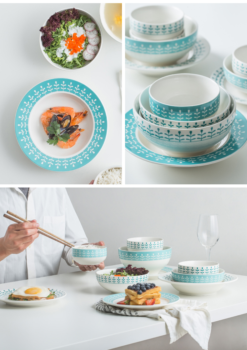 Dishes suit Nordic household ceramic bowl (creative Japanese tableware contracted bowl chopsticks eating soup bowl dish
