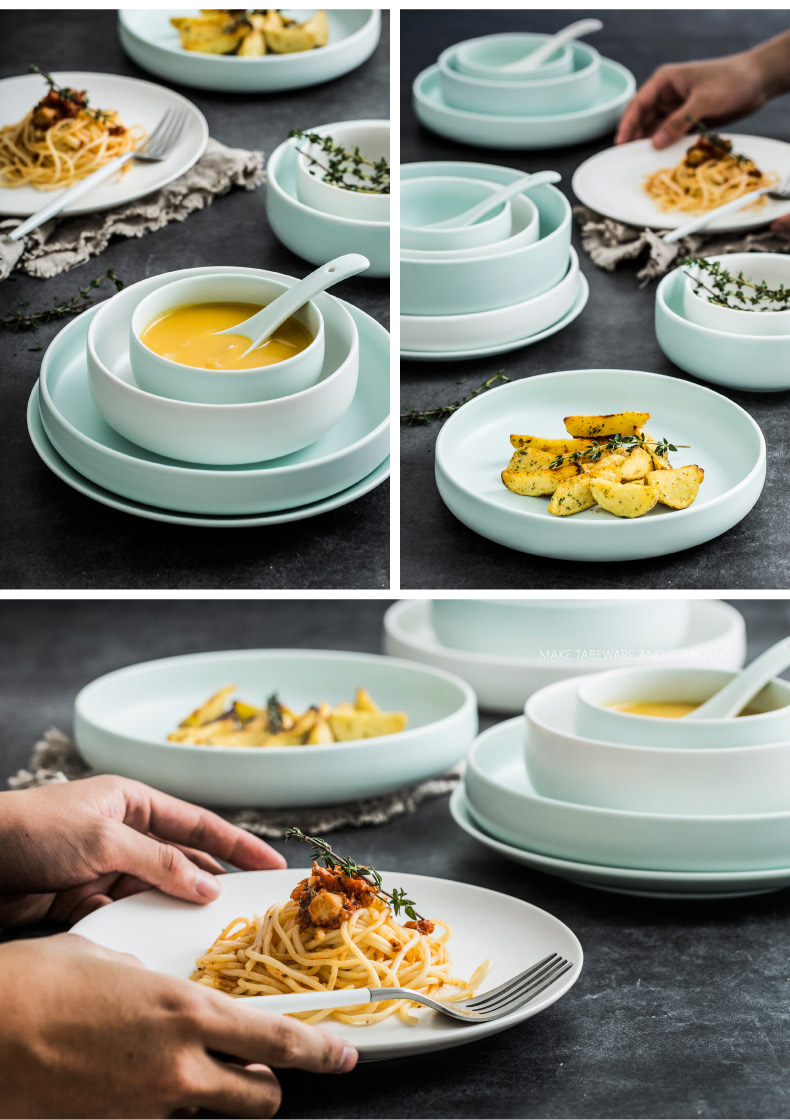 Tableware suit 56 head of household Nordic INS mint green dishes suit contracted combination dishes chopsticks ceramics