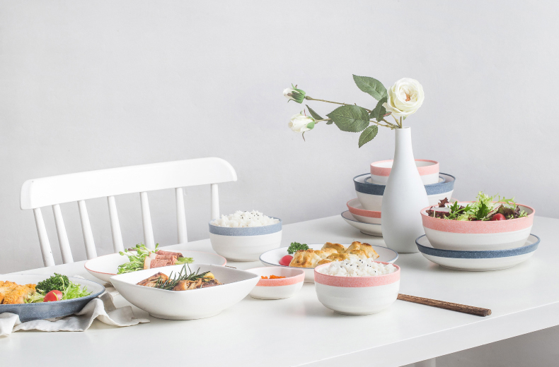 Japanese ins cutlery set ceramic dishes home dishes Nordic bowl chopsticks web celebrity move to use to use the set of plates