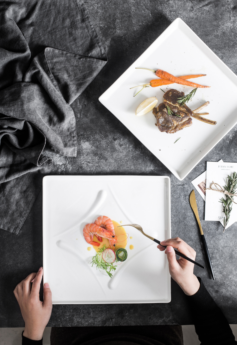 Ins Nordic home dishes ceramic plate square tray plate continental plate plate of beefsteak