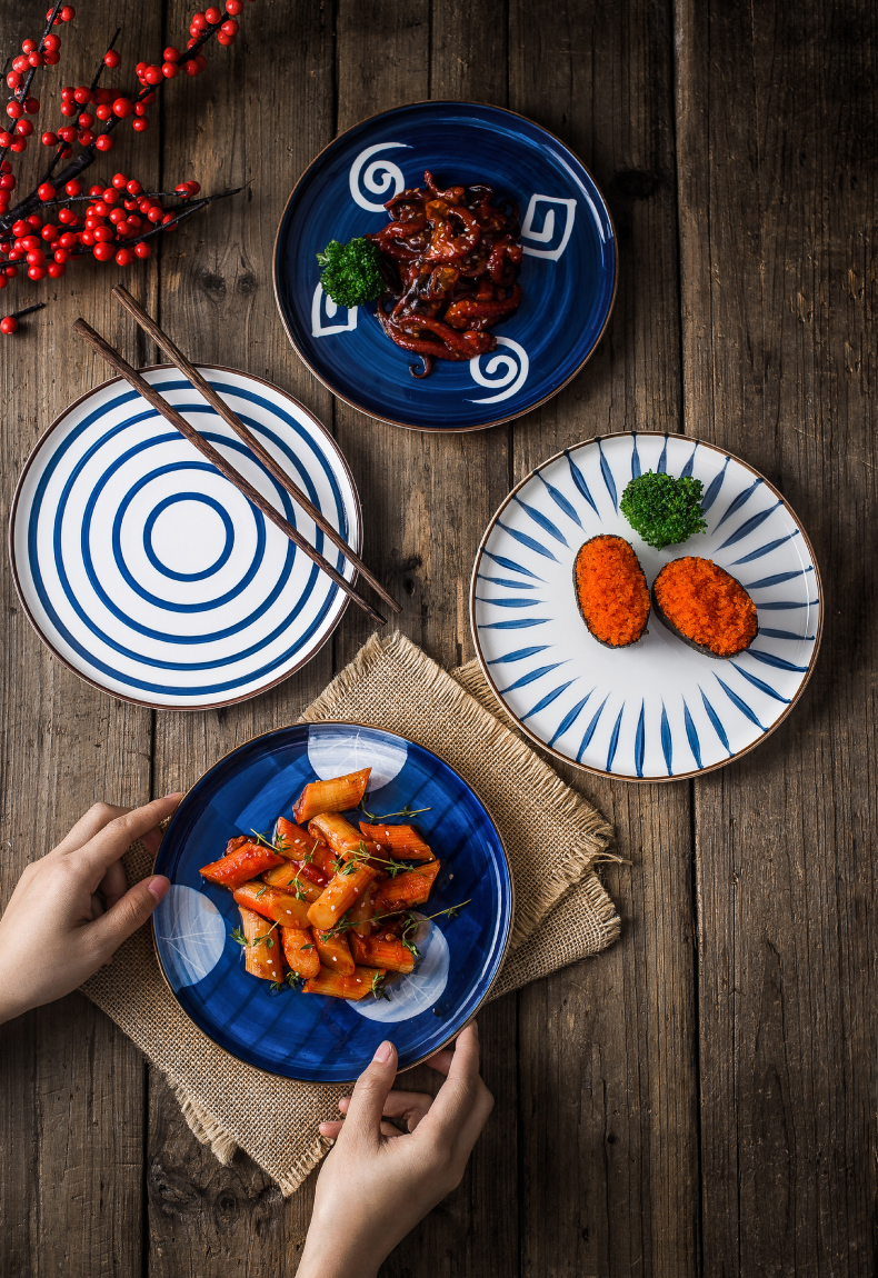 Dessert salad disc household dish dish dish dish Japanese - style steak hand - made ceramic disc western - style food plate breakfast restoring ancient ways