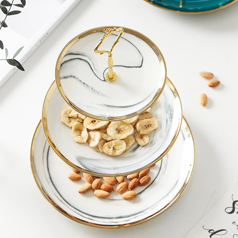 Fruit bowl ceramic multilayer superposition Nordic compote creative snack plate modern household dry Fruit bowl sitting room snack plate