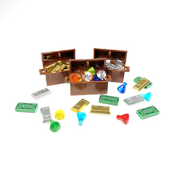 Suitable for Lego Scene Safe Box Accessories, Small Treasure Chest, Dollar Bills, Gold Bricks, Gold Coins, Diamond Building Blocks, Minifigures, Toys