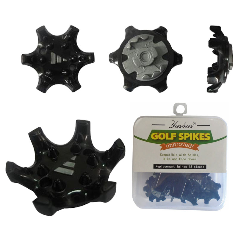 Hot sale 18 boxed golf shoe spikes in-line buckle golf spikes wear-resistant and durable black