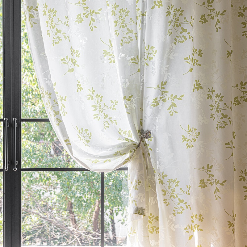 Light-Transmitting and Opaque Green High-End Cotton White Gauze Curtain New Pastoral Bedroom Balcony Living Room Retro Window Gauze Curtain Light-Transmitting and Opaque Green High-End Cotton White Gauze Curtain New Pastoral Bedroom Balcony Living Room Retro Window Gauze Curtain