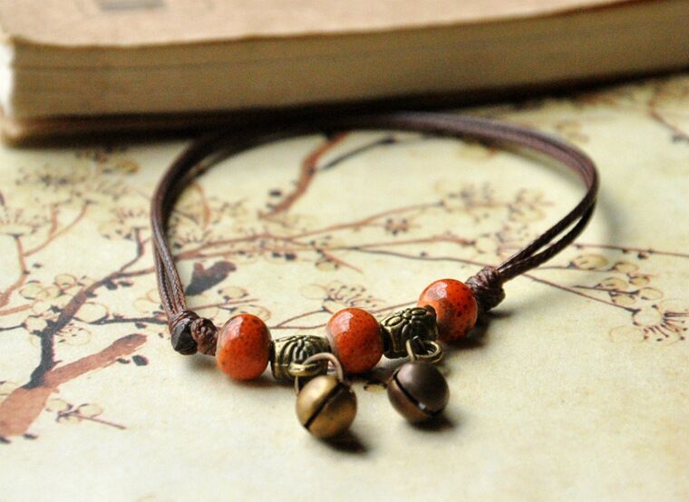 Chuông vòng chân nữ phiên bản Hàn Quốc Gió đơn giản gốm vòng chân gốm Handmade nhà sản xuất trang sức nhỏ đặc biệt lắc chân nữ hàn quốc
