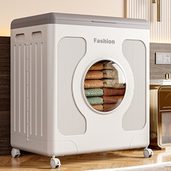 Clothes Storage Cabinet Large Capacity Foldable Tidy Box Flip Cover Dustproof Storage Cabinet with Wheels Clothes Quilt Storage Box