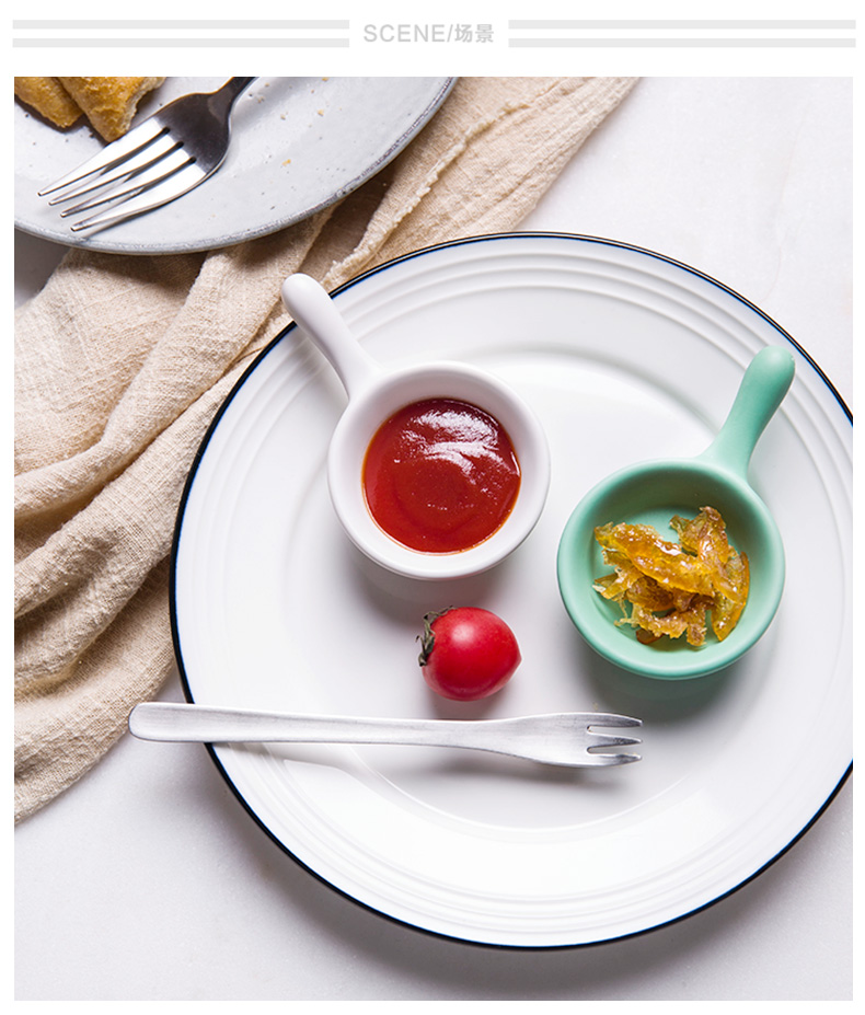 Nordic little pure and fresh and contracted and colorful flavor dish of single handle ceramic dish condiment disc tomato mustard seasoning dishes