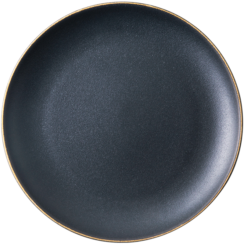 Simple black ceramic plate grind arenaceous dumb everbright, up phnom penh disc flat steak restaurant dish American baking dish dish