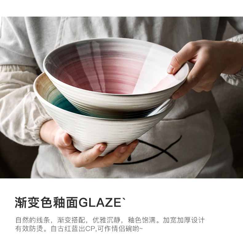 La rainbow such use large more creative household ceramic bowls bowl dish bowl of beef noodles bowl sky high large soup bowl