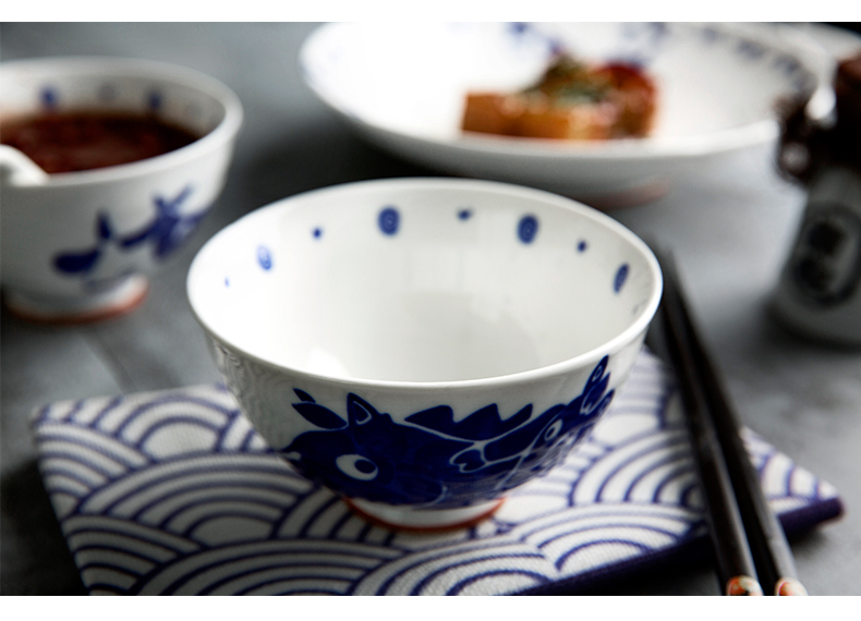 Chinese zodiac 12 zodiac rice bowls bowl of ceramic bowl creative household pig year Chinese ceramic tableware 4.5 inch bowl