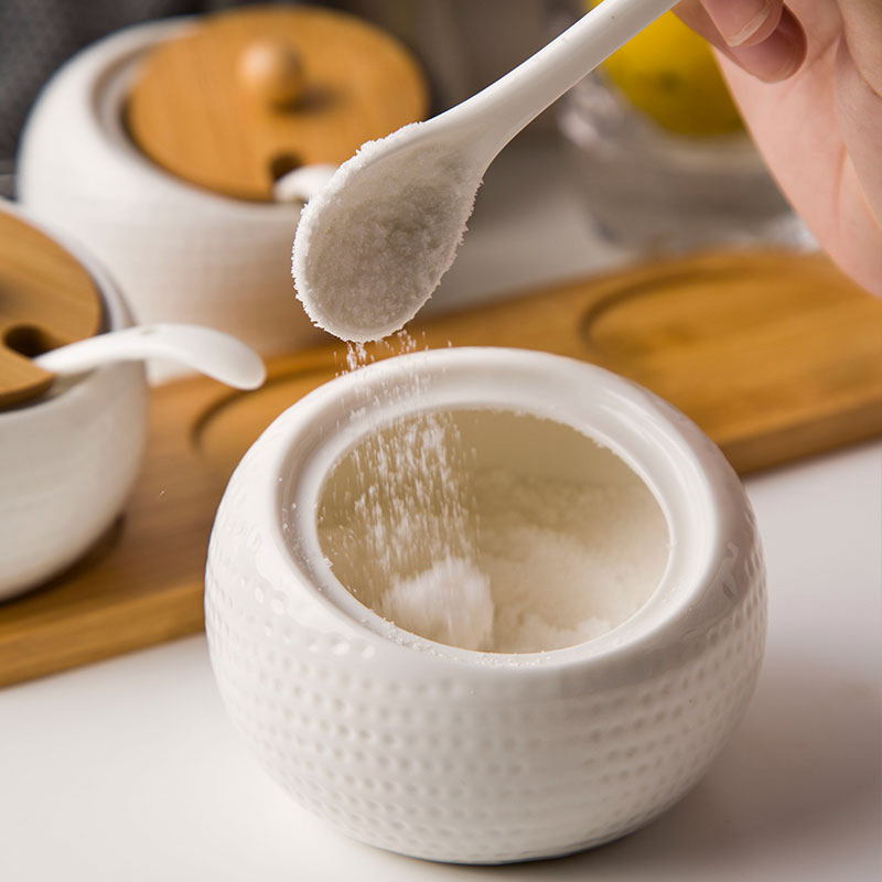 Nordic contracted seasoning as cans household combination suit ceramic cooking pot seasoning jar with cover tray kitchen utensils