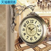 American metal double-sided wall clock European watch wall clock Living room creative decoration Silent large quartz wall clock