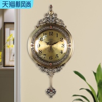 European household living room fashion creative European retro simple atmosphere Quartz hanging watch Metal American watch wall clock