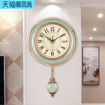Light luxury American wall clock Living room European metal ceramic watch Household fashion Creative art wall clock Nordic clock