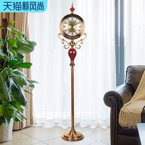 New European style atmospheric living room floor clock American light luxury copper plated metal vertical clock Chinese household creative table clock