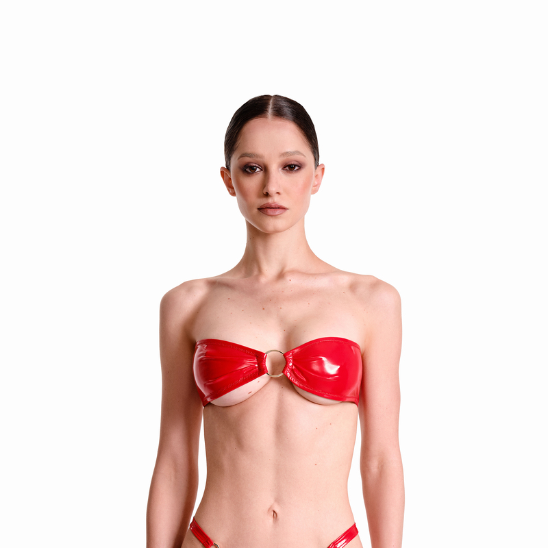 Zana Eco-Friendly Patent Leather Tube Top Sexy High-End Lingerie for Hot Girls