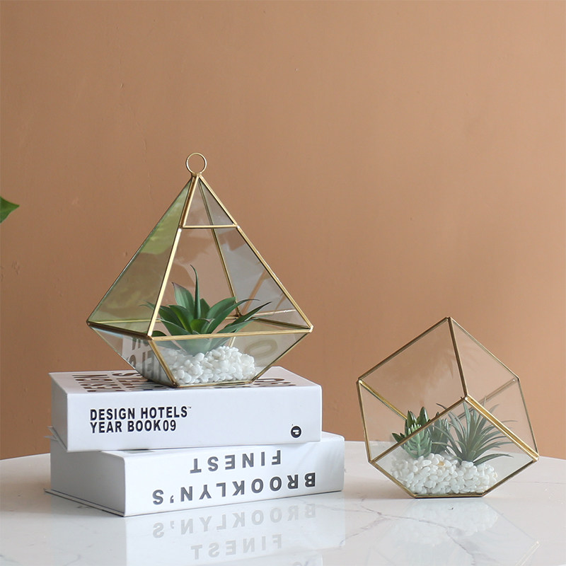 Minimalist modern glass hood flower room micro-landscape multi-meat pendulum piece living room tea room TV cabinet-like room decoration