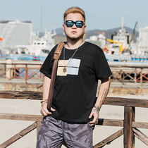 Summer mens dress short sleeve T-shirt mens big pure cotton round collar gats up overweight overweight Sub-wave accommodative half sleeve compassionate