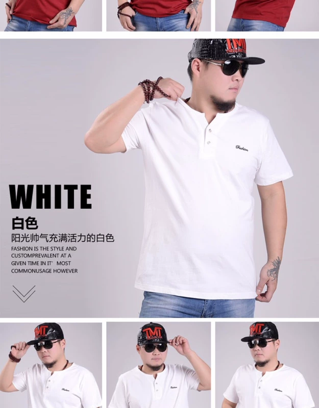 Mùa hè 2018 cộng với áo thun ngắn tay nam XL chất béo cực rộng áo thun nam polo