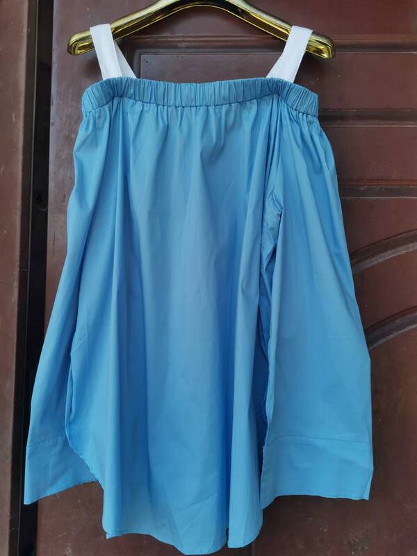 Brand Value Sale: Off-The-Shoulder Top with Removable Straps, All-Cotton Fashionable Casual Loose Shirt