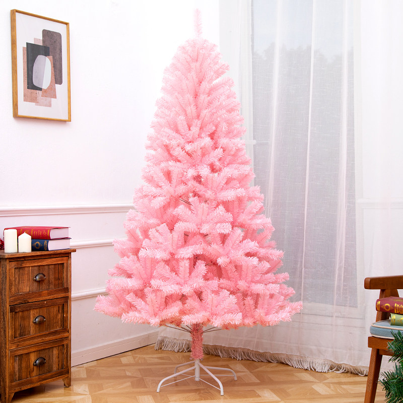 Pink Christmas tree simulation tree 1 2 1 5 1 8 meters bare tree net red Christmas decoration home store layout
