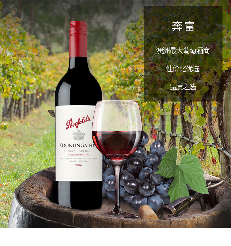 Penfolds 奔富 寇兰山 西拉赤霞珠红葡萄酒 750ml*4件 ￥264包邮包税