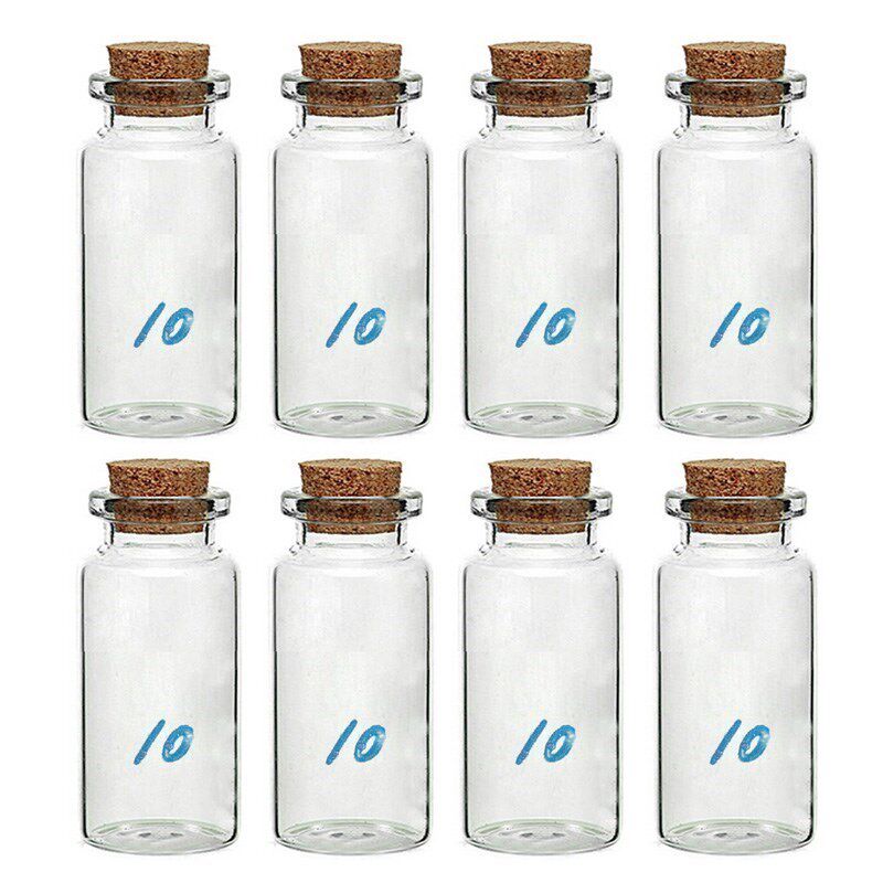8 Pcs 10 ml Small Cork Bottle Clear Glass Bottle Wishing Bot