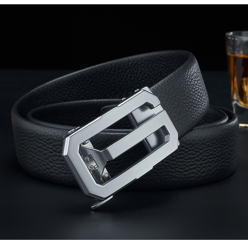 Automatic Buckle Mens Leather Belt Business Style For Men_voghion.com