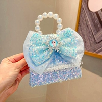 Синяя портативная сумка через плечо с бантиком