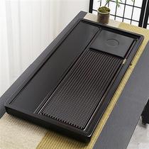 High-end wooden tea tray household solid wood small drainage rectangular whole log tea tray large tea