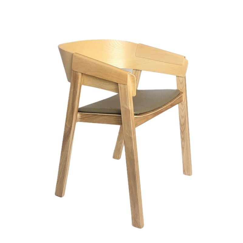 Café Milk Tea Shop Nordic Solid Wood Dining Chair Backrest Log Chair Creative Designer Casual Armchair Light Lavish