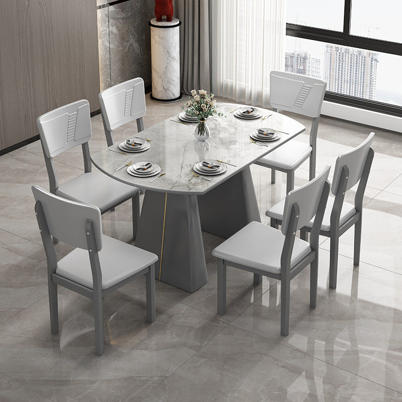 Rockboard dining table and chairs set with small family solid wood telescopic dining table modern minimalist folding round dinner table