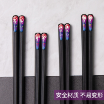 Japanese pointed alloy chopsticks household non-slip 12 double sets of family high-end personality creative couple quick son mildew