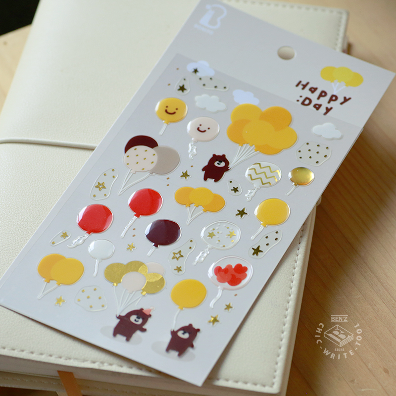 South Korea SONIA drip adhesive sticker crystal balloon hand ledger painting DIY handbill decoration collage on the bottom day