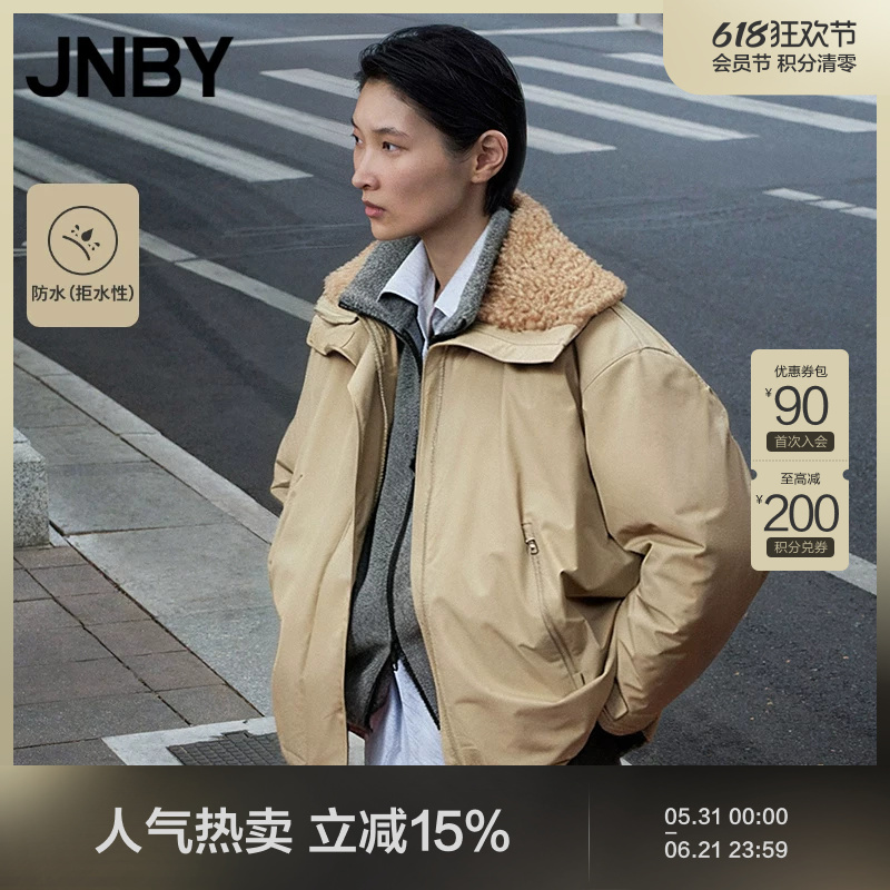 [Windproof and Water-Repellent] Jnby/Jiangnan Cloth Winter down Jacket with Fur Collar, Loose Fit Outdoor Jacket 5Pac14390