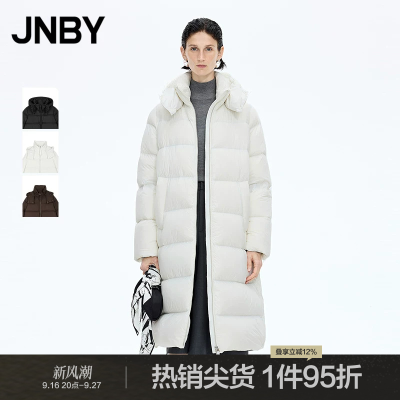 【White Moonlight】Jnby/Jiangnan Clothing Winter down Jacket for Women, Long Loose Fit with Hood, Classic 5Pac13700