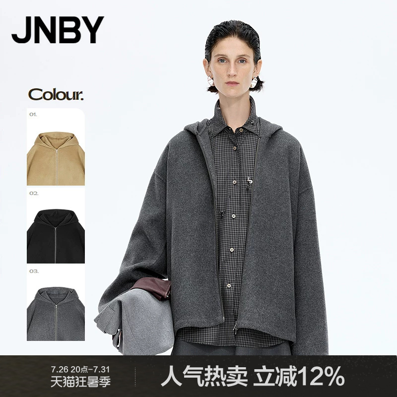 Jnby/Jiangnan Cloth Autumn and Winter Woolen Jacket Women's Coat Sheep Wool Double-Sided Wool Short Hooded Jacket 5P0814690 Jnby/Jiangnan Cloth Autumn and Winter Woolen Jacket Women's Coat Sheep Wool Double-Sided Wool Short Hooded Jacket 5P0814690