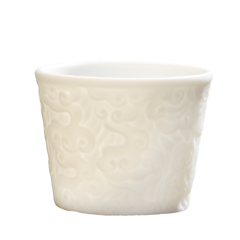 Jingdezhen porcelain sample tea cup tea meditation white porcelain cups hand carved jade xiangyun footed ceramic kung fu tea cups