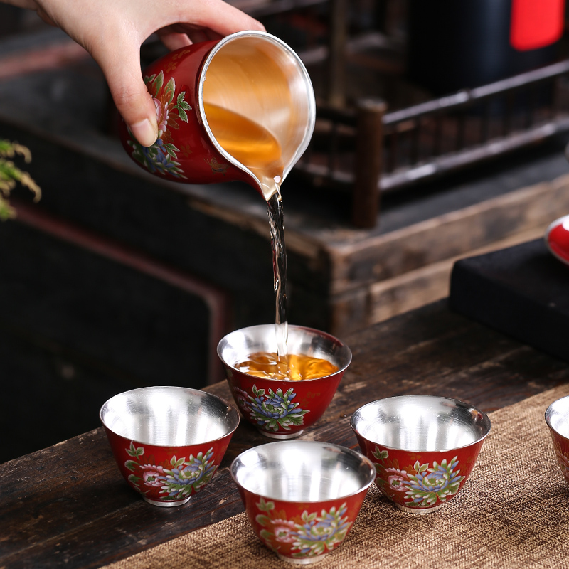 The Master cup single cup 999 sterling silver, jingdezhen ceramic cups coppering. As silver sample tea cup home of kung fu tea cup